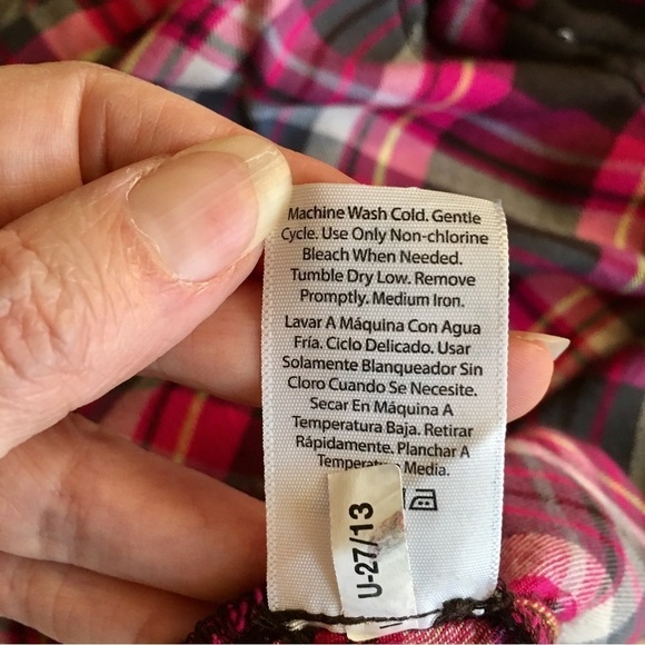 Terra & Sky Plaid Button Down Blouse, Pink, Black, Size 4X - Picture 7 of 17